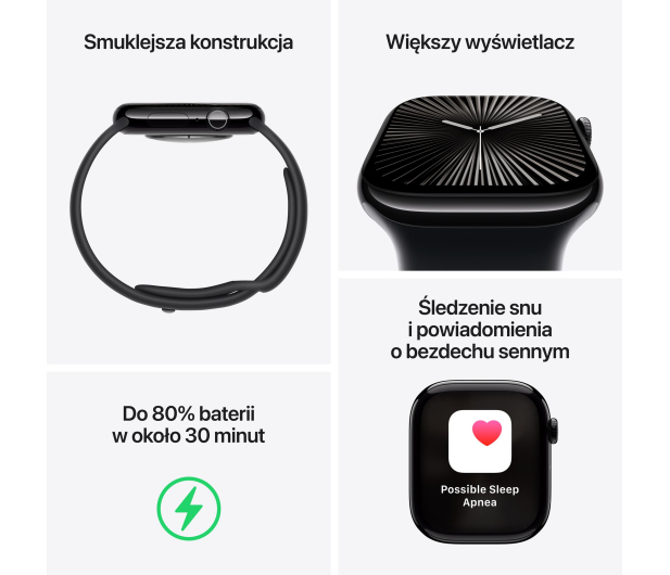 APPLE Watch 10 GPS 46mm koperta z aluminium (onyks) + pasek sportowy rozmiar M/L (czarny) - 1278133 - zdjęcie 3